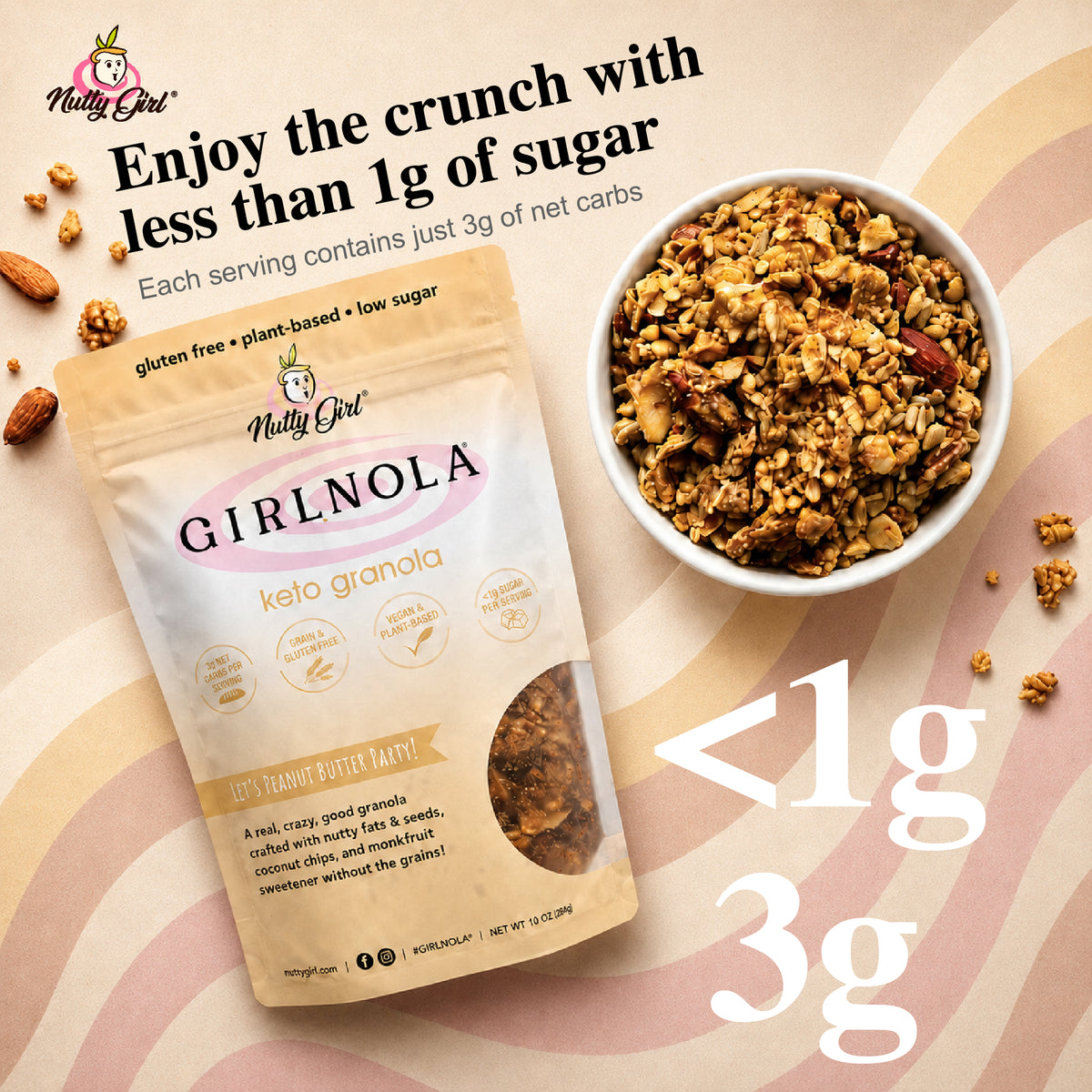Girlnola® Keto | Variety 4-Pack | Low Carb Low Sugar Granola